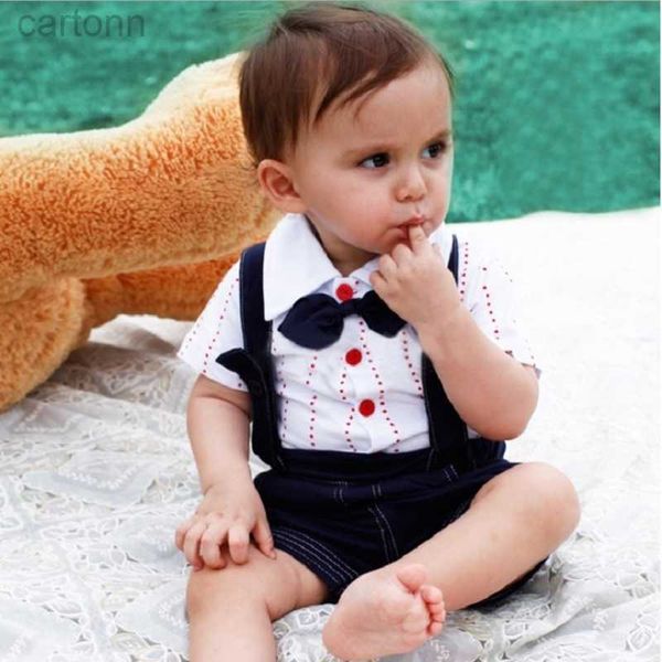 Set di abbigliamento Abiti per neonati Tuxedo Belli Set di abbigliamento per bambini Vestiti per bambini T-shirt per bambini Set di pantaloni corti 100% cotone ldd240311