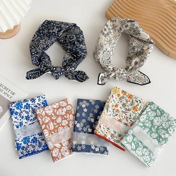Lenços de algodão linho quadrado moda impressa bandanas pequeno lenço lenço lenço hijabs headband pescoço 58 58cm