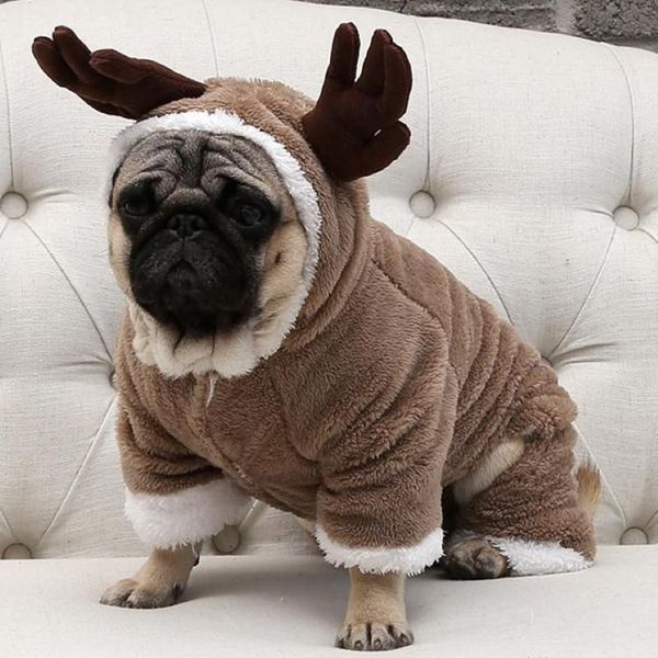 Abbigliamento per cani Inverno caldo pile Vestiti per animali domestici per cani di piccola taglia Costume natalizio Tuta Cucciolo Cappotto Giacca Chihuahua Pug Abbigliamento202C