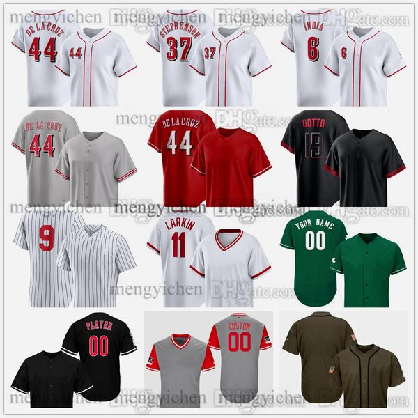 Camisa de beisebol costurada 2024 55 Brandon Williamson 48 Alex Young 22 Luke Maile 2 Jose Barrero 3 Jeimer Candelario 16 Noelvi Marte 30 Will Benson 17 Stuart Fairchild