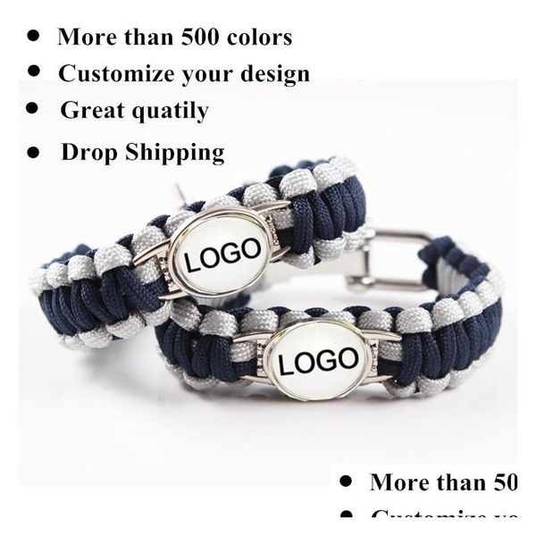 Survival-Armbänder Stile mischen Fußball Baseball Outdoor Paracord U-Schnalle Schlüsselanhänger Sport Fan Freundschaft individuelles Logo-Armband Dro Otubp