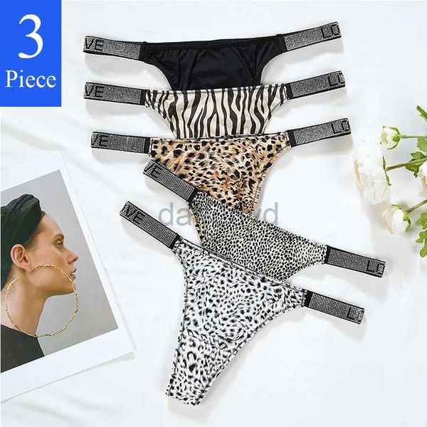 Calcinha feminina calcinha feminina 3 peças leopardo zebra tangas conjunto feminino cintura baixa carta de amor feminina íntima biquíni lingerie plus size sxl 231031 ldd240311