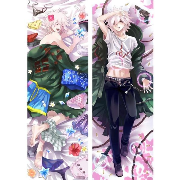 Caso de travesseiro anime danganronpa 2 dakimakura komaeda nagito abraçando corpo capa almofada masculino otaku cosplay diy personalizado gift255w