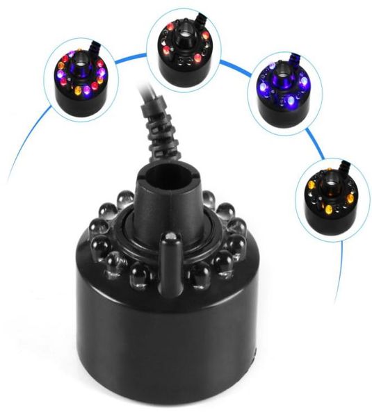 Air Refresh Ultraschall-Nebelmaschine, Nebelgerät, Wasserbrunnen, Teich, Luftbefeuchter, Feuchtigkeitscreme mit 12 LEDs