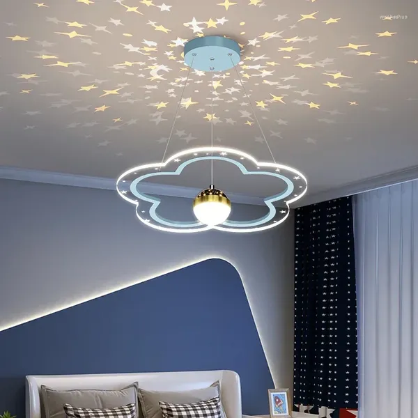Kolye lambaları 2024 Akrilik Avize Işık Çocuk Çalışma Yatak Odası Yıldız Gölge Bulut Çiçekleri Tavan Lambası Oturma Odası Dekorasyonu