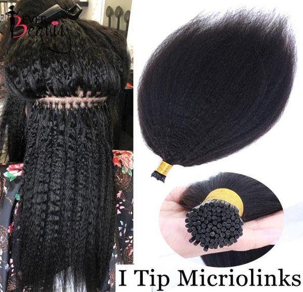 Echthaar-Massen, verworren, glatt, I-Tip, Microlinks, 100 Virgin Weave-Bundles, Extensions, Ever Beauty1755964