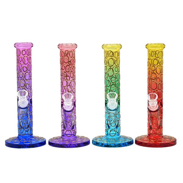 1 Stück, 9,8 Zoll, farbige Farbverlaufsglas-Wasserpfeife, Borosilikatglas-Bong mit handgezeichneten Kreisen, Glas-Wasserpfeife, handbemalt, Glas-Rauchartikel, Rauchzubehör