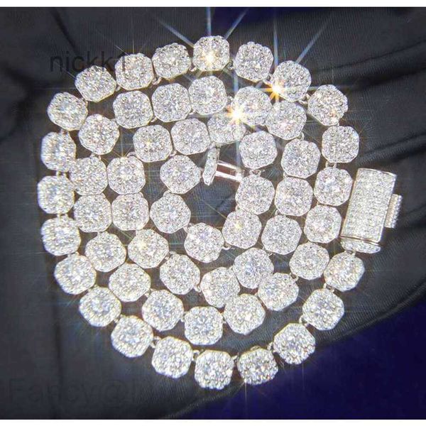 Colar pulseira moissanite diamante personalizado vvs cubana link chain s925 prata 8mm 12mm grande tênis sólido volta hiphop ceel