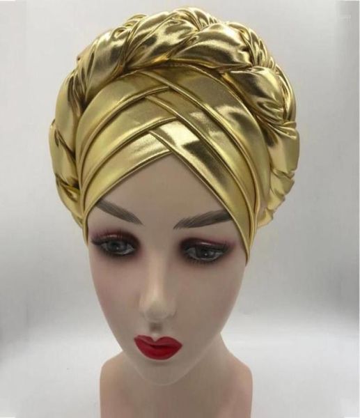 Ethnische Kleidung, afrikanische Zopf-Turbane für Frauen, Auto-Gele-Headties, nigerianische weibliche Turban-Kappen, Kreuz, bereit, Kopfwickel zu tragen, Bonn6960040