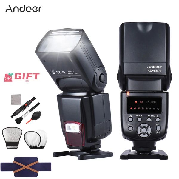 Parçalar Andoer AD560ii Pro Kamera Flash Speedlite Oncamera Flash GN50 LED Işık Filtreleri Difüzör Canon için Sıcak Ayakkabı Nikon Olympus DSLR