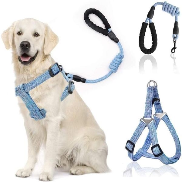 Cão cão coleira corda cães ajustáveis tração nas costas do peito filhote nylon durável colarinho de correia de corrente ao ar livre colares leashe232g