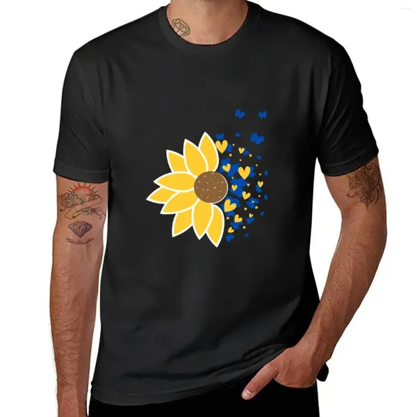 Herren Tank Tops Sonnenblume mit blauen Schmetterlingen und goldenen Herzen T-Shirt Anime Korean Fashion Sweat Shirts Herren Vintage T