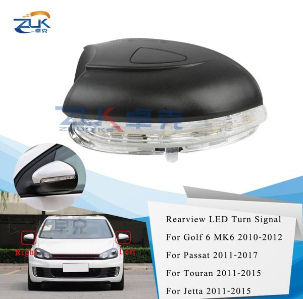 Zuk marca novo estilo do carro espelho retrovisor sinal de volta led luz espelho exterior lâmpada repetidor para vw jetta golf 6 touran passat9297838