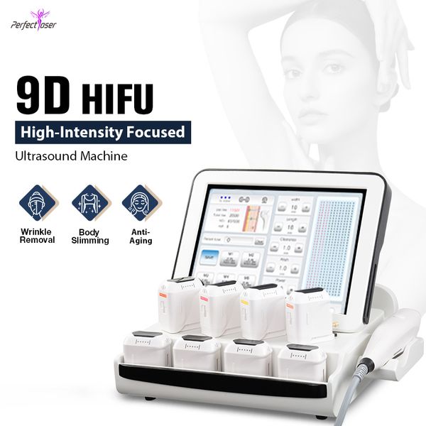 Аппарат для похудения HIFU Высокоинтенсивный сфокусированный ультразвук для лица Подтяжка лица Уменьшение жира Устройство для удаления двойного подбородка 9D Аппарат для лица Haifu Для похудения тела