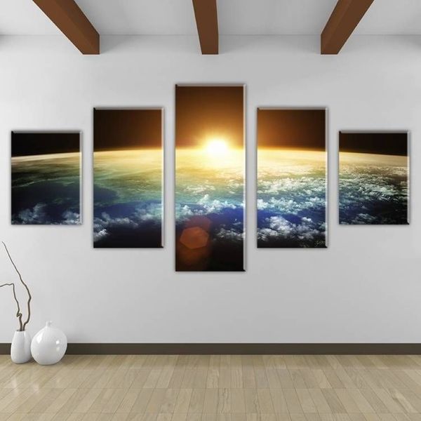 5pcs Set Free Framed the Earth Universe sahne manzara resim tuval duvar sanat boya sanat resmi oturma odası dekor267m