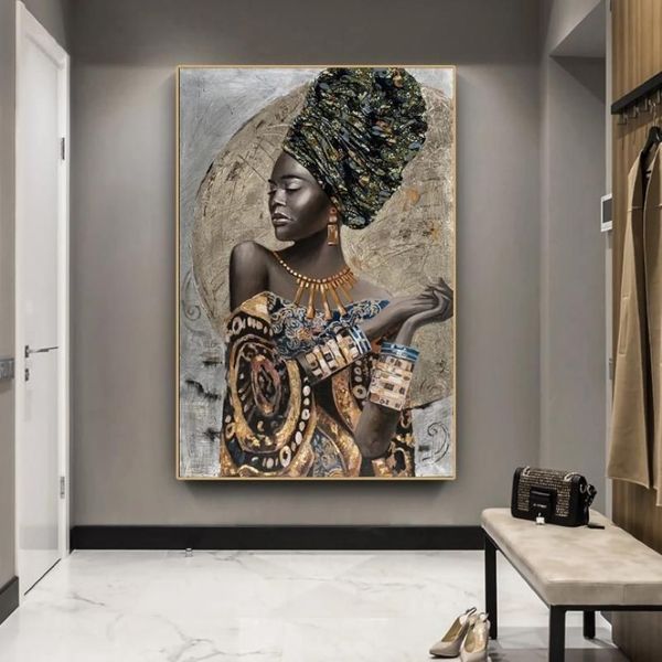 Pinturas Africano Mulher Negra Graffiti Art Posters e Impressões Abstract Girl Canvas na parede Pictures Decor301p
