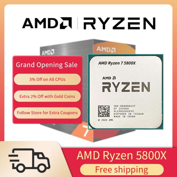 Novo processador amd ryzen 7 5800x r7 5800x cpu 3.8ghz 8 núcleos 16 threads 7nm l3 = 32m sem ventilador