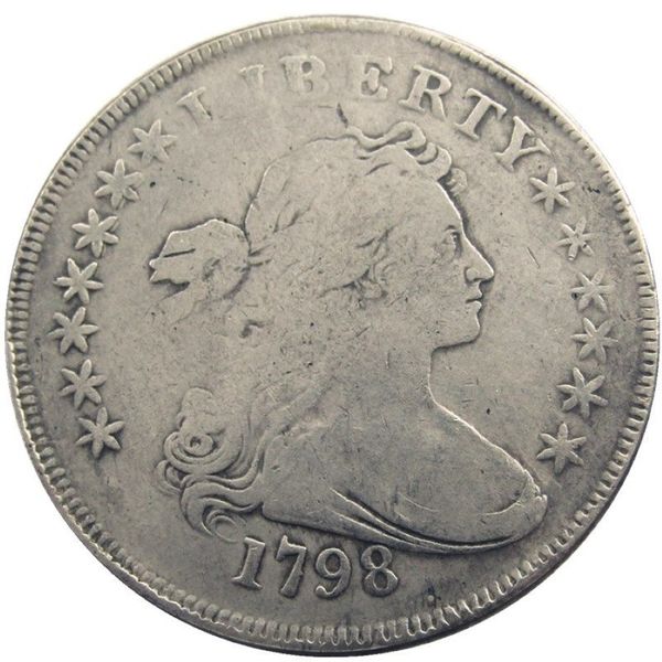 Monete degli Stati Uniti 1798 Busto drappeggiato Ottone placcato argento Dollaro Bordo lettera Copia moneta218m