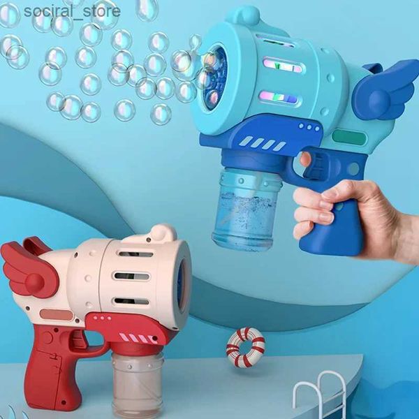 Pistola Giocattoli Macchina per bolle elettrica Luce lampeggiante Musica Soffiatore automatico per bolle di sapone Pistola per bolle d'acqua per bambini Giocattoli per bambini all'aperto L240311