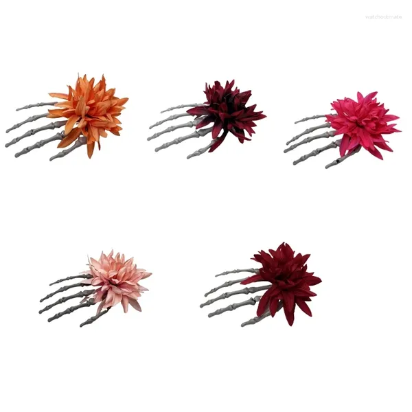 Fermagli per capelli Copricapo in stile gotico Halloween Scheletromano Fiore Fermaglio per capelli Novità Abbigliamento da festa