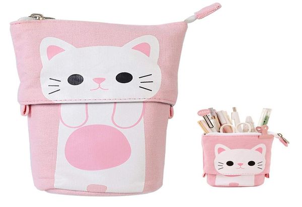 Transformer Stand Store Setor de lápis Canvas PU CAT CAT Telescópica Bolsa Bolsa Bolsa Penas de Caso Caixa de Caso com Zíper Design de Cartoon7014835