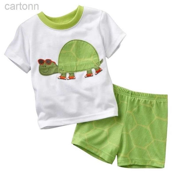 Set di abbigliamento Tartaruga verde Set di vestiti per ragazzi Pigiama estivo per bambini Completo per bambini Tute sportive Set di abbigliamento per bambini T-shirt a maniche corte Pantaloni ldd240311