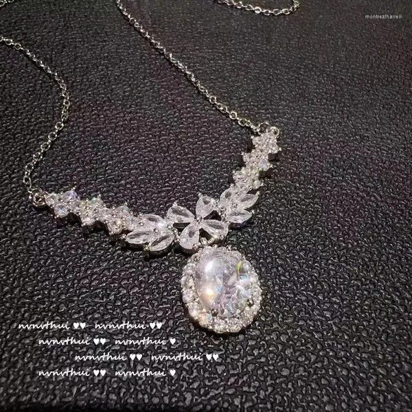 Pingentes 925 prata luz luxo design de alta qualidade moda versátil colar corrente zircon princesa colar