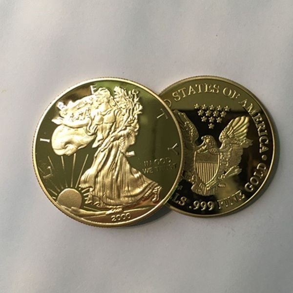 5 peças novo emblema The liberty dom 2000 24k banhado a ouro real 40 mm lembrança de metal coin252F