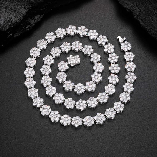 Fashion Gift S Sterling Sier VVS Moissanit Diamant Eced 9mm Wabenblumen Tenniskette Halskette