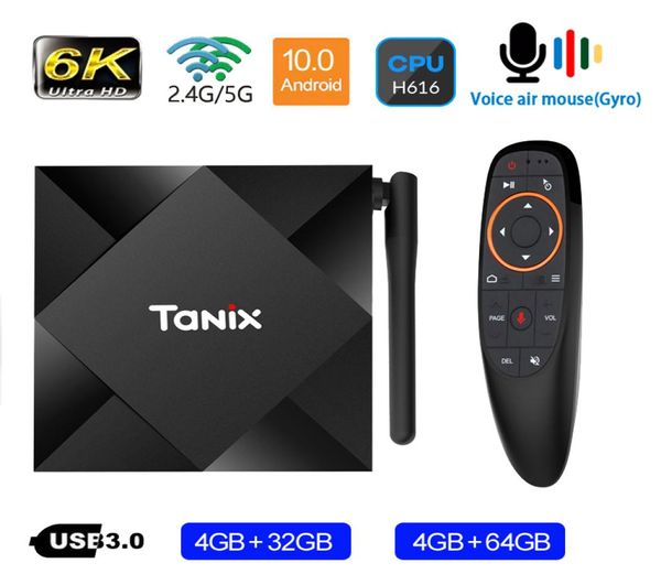 Tanix TX6S Android TV Box mit Antenne Allwinner H616 Quad Core Smart 6K Media Player 4G RAM 64G ROM 24GHz 5G WiFi Home Movie 4G2344556