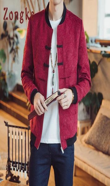 Zongke estilo chinês floral jaqueta masculina fashions hip hop streetwear bombardeiro jaqueta masculina casaco 5xl 2018 outono new6102417