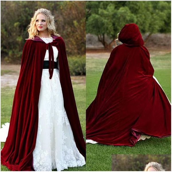 Ceketler Gotik kapüşonlu veet pelerin wicca robe ortaçağ büyücülük larp cape kadınlar düğün ceket314y damla teslimat parti etkinlikleri dhwbf