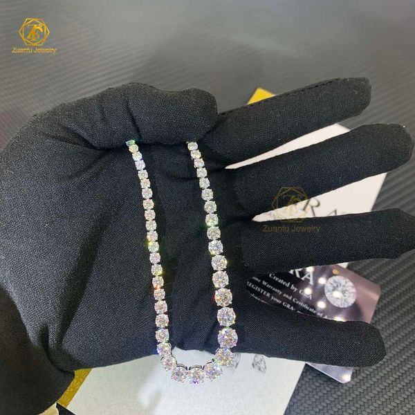 Tester di passaggio ODM OEM di fabbrica Catena ghiacciata in oro 2,9-6 mm Collana da tennis VVS Moissanite Diamond Hiphop Jewelry