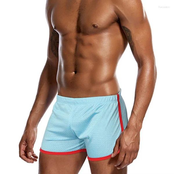 Underpants moda clássico sólido malha shorts boxer rápido seco varejista troncos verão cintura elástica mens roupa interior