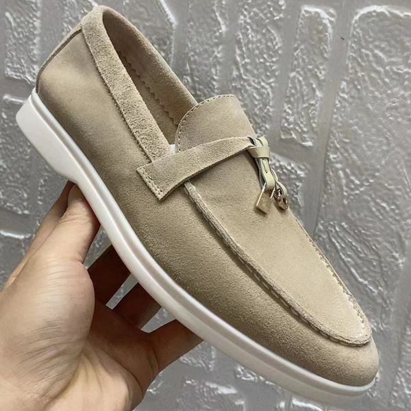 Masculino feminino lp sapatos de camurça macia mocassins de couro lorop apartamentos deslizamento em vestido casual sapatos de barco designer de luxo calçados escritório verão lazer