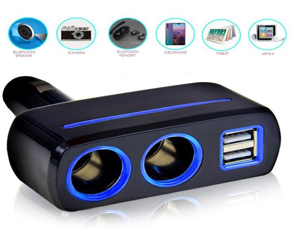 Soquete para isqueiro de carro, conversor de tomada, usb duplo, 1224v, 120w, adaptador de energia para telefone, mp3, dvr, gps2844156