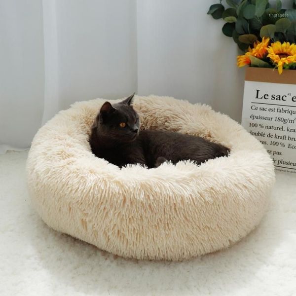 Cama para cachorro de estimação, lã quente, redonda, canil, casa, longo, pelúcia, inverno, animais de estimação, para cães médios e grandes, sofá macio, almofada mats1349e