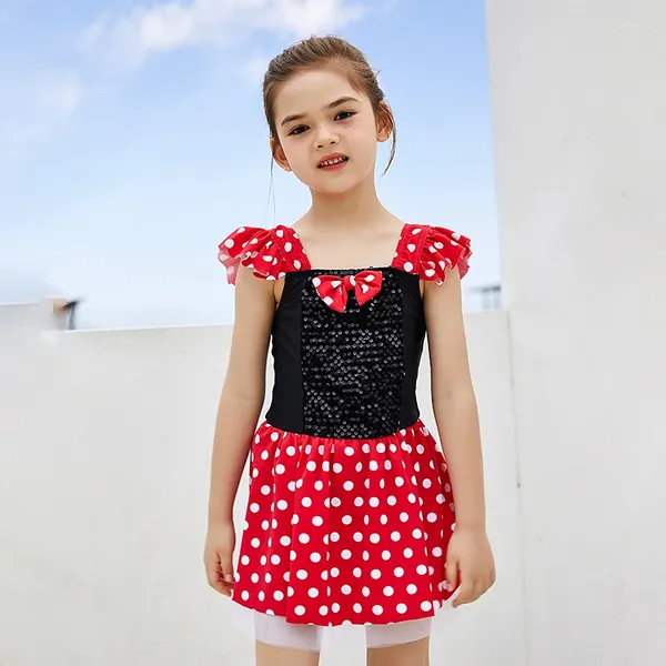 Costume da bagno per bambini da donna in grazioso set primaverile per ragazza stile principessa con fiocco