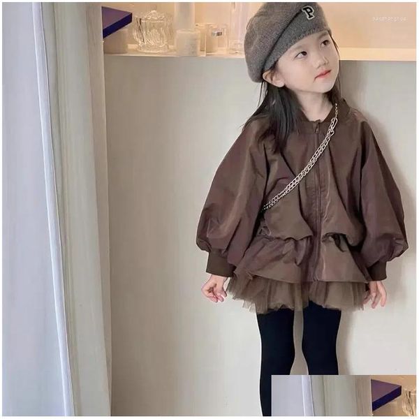 Jacken Mädchen Mantel Koreanische Gefälschte Zweiteilige Mesh Kinder Top 2024 Frühling und Herbst Außenhandel Kleidung Drop Lieferung Baby Kinder Mate Otpim