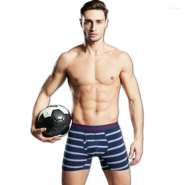 Mutande Uomo Boxer in cotone Pantaloncini Intimo sexy a righe Taglia massima Super elastico Allunga Sport Corsa Fitness