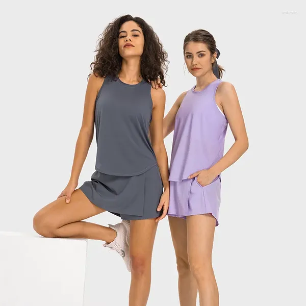 Camicie attive Canotte da allenamento ad asciugatura rapida Canottiere da donna con retro scollato in poliestere Yoga riflettente da corsa senza maniche Abbigliamento da palestra