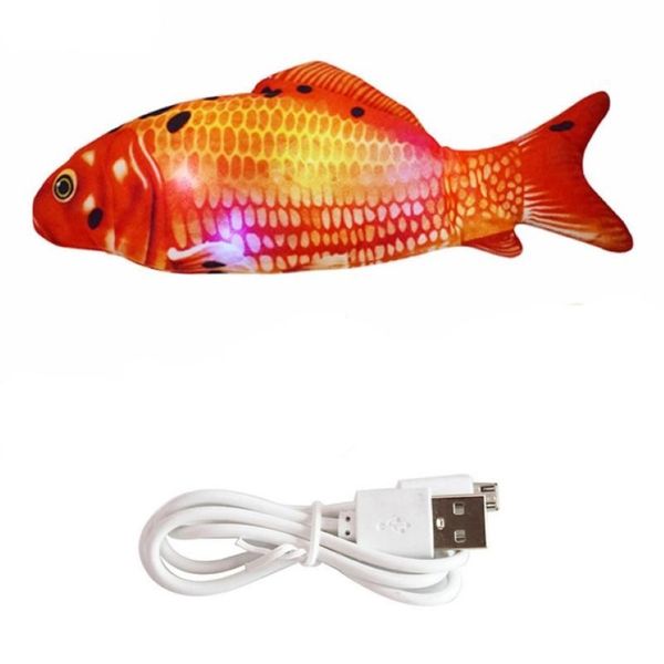 Giocattoli per gatti Giocattolo per animali domestici 30CM Canto Elettrico USB Ricarica Simulazione Pesce per cane da masticare Riproduzione di musica Swing252A