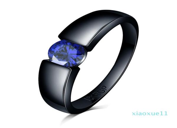 Design de moda encantador anel de pedra rosa azul amarelo zircão feminino masculino jóias de casamento preto ouro cheio anéis de noivado bague femm7637292