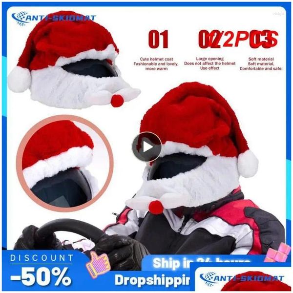 Caschi da moto 1/2 pezzi Casco cappello Natale Er Moto Divertente Heeds Crazy Case Crash Per esterno Sotto Fl Drop Delivery Automobile Otwv4