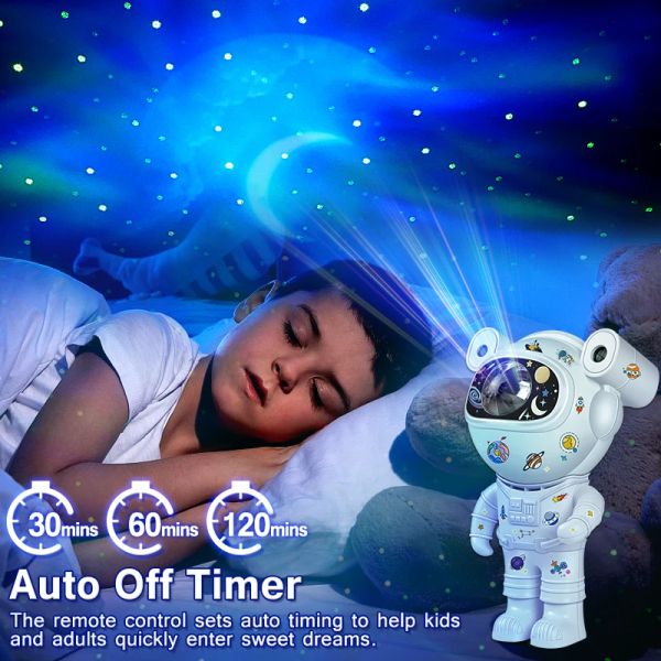 Kids Star DIY Projektör Gece Işığı Uzaktan Kumanda 360 Ayarlanabilir Tasarım Astronot Nebula Galaxy Lighting çocuklar için