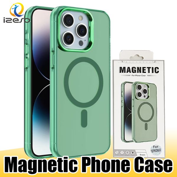 Für iPhone 15 Slim Translucent Matte Phone Case kompatibel mit MagSafe Handy-Rückseite mit Einzelhandelsverpackung für iPhone 14 Plus 13 12 11 Pro Max izeso