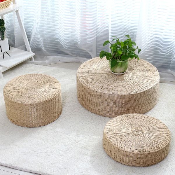 Toys Tatami almofada de almofada de almofada de palha redonda de palha de palha de mato de mato de mato para meditação Almofada de piso do assento de ioga de ioga