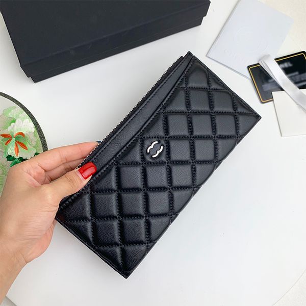 Bolsas de designer de envelope de luxo para mulheres Pacote de pacote Caviar carteira de cartas de moda com zíper de couro para moeda de moeda da bolsa de bolsa de alta qualidade bolsa de alta qualidade