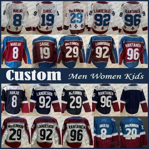 Colorado''Avalanche''Custom Herren Damen Jugend8 Cale Makar 29 Nathan MacKinnon Hockey Jersey Gabriel Landeskog Mikko Rantanen Nazem Kadr