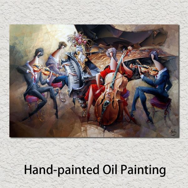 Pinturas abstratas modernas banda de concerto pintados à mão ainda vida arte óleo sobre tela para sala escritório decoração da parede265k